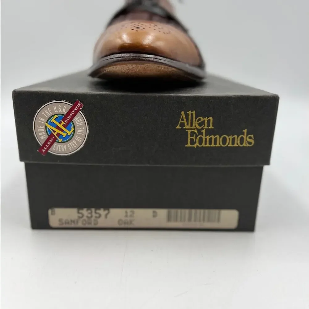 Allen Edmonds Sanford Leather Lace Ups In Oak Brown